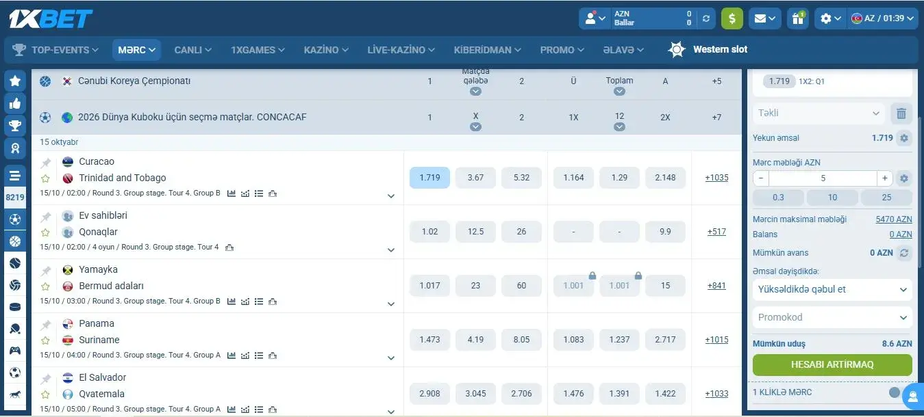 1xbet az merc saytı — spor bahisleri